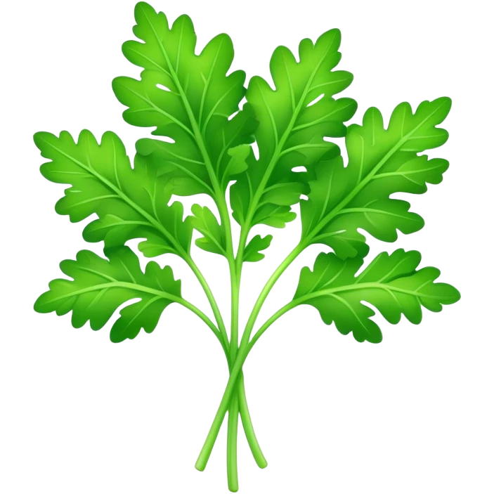 Cinematic Realistic Parsley Emoji, Fresh and vibrant, with bright green, frilly leaves that seem to shimmer with vitality. The plant exudes a sense of healthy growth and aromatic zest, inviting both beauty and flavor into any dish. Soft glowing outline, capturing the essence of freshness, health, and culinary delight in a sprig of parsley! emoji