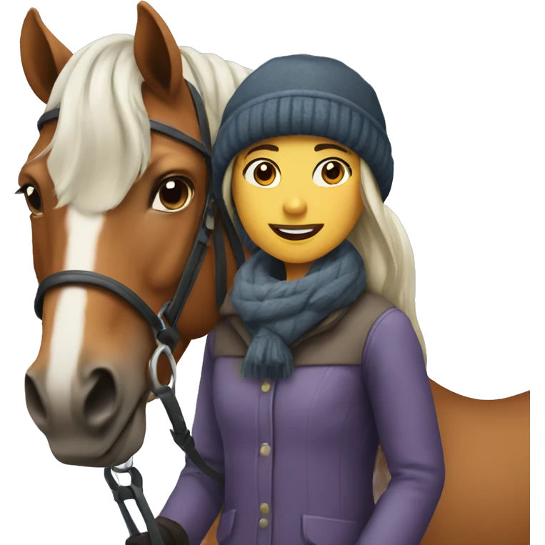 A girl in a horse during winter  emoji