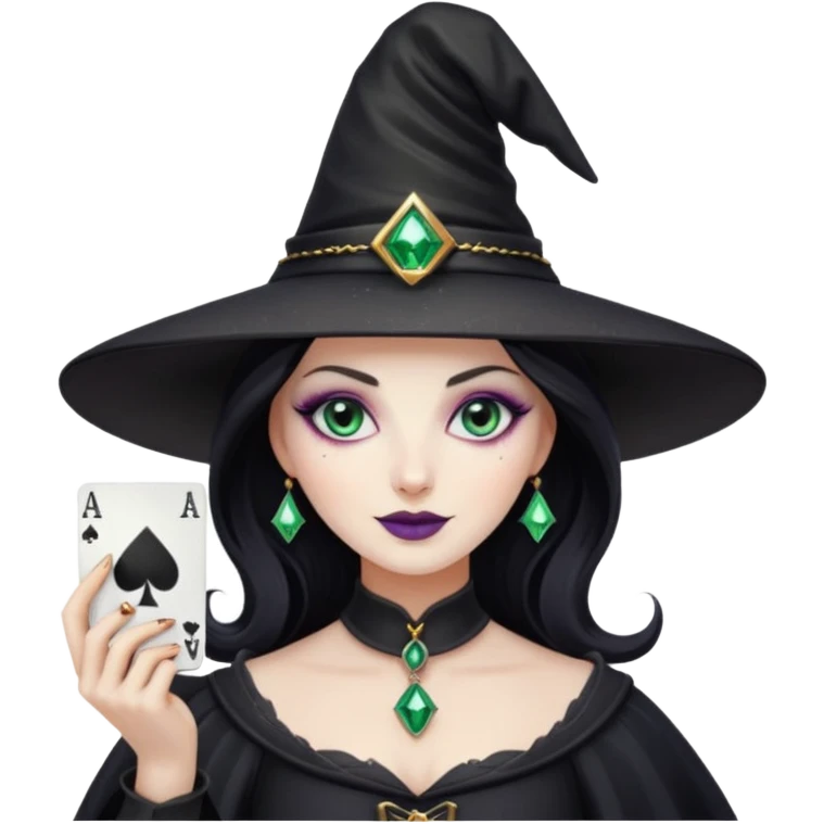 Glitter Black Hat of Witch Copas Symbol of Card emoji