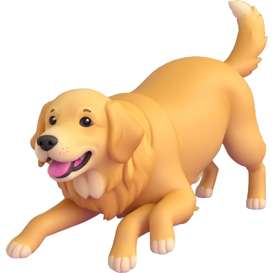 realistic golden retriever on its back, looking up emoji