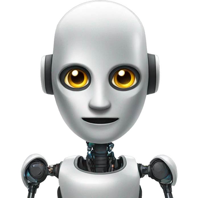 An AI robot, with digital elements in the background to emphasize its mental abilities emoji