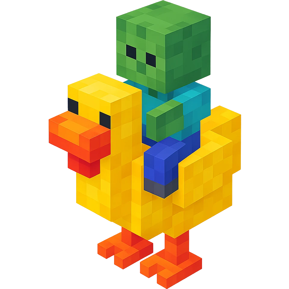 voxel style chicken jockey emoji