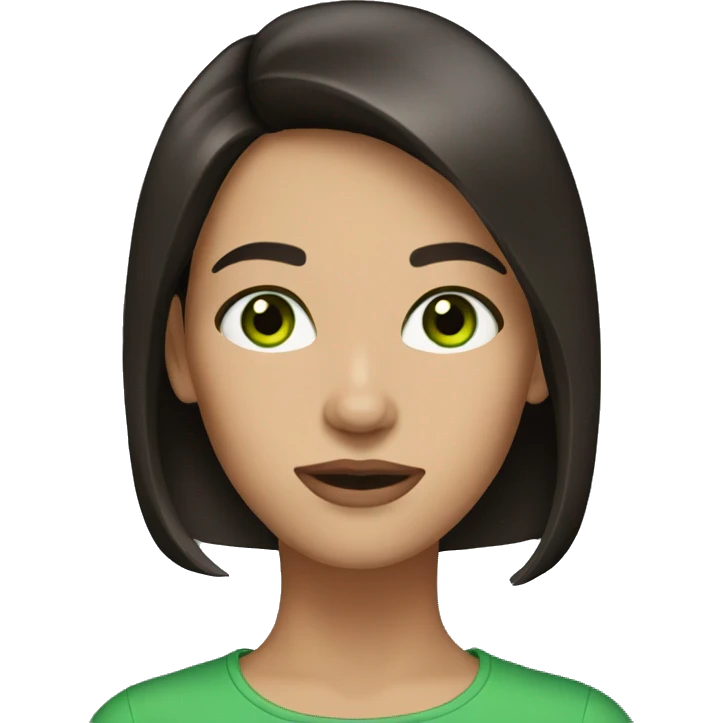 Brunette with green eyes, bob haircut emoji