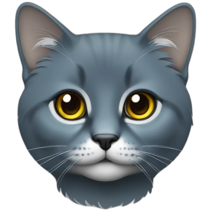 Gato azul ruso gris oscuro de ojos amarillo verdoso emoji