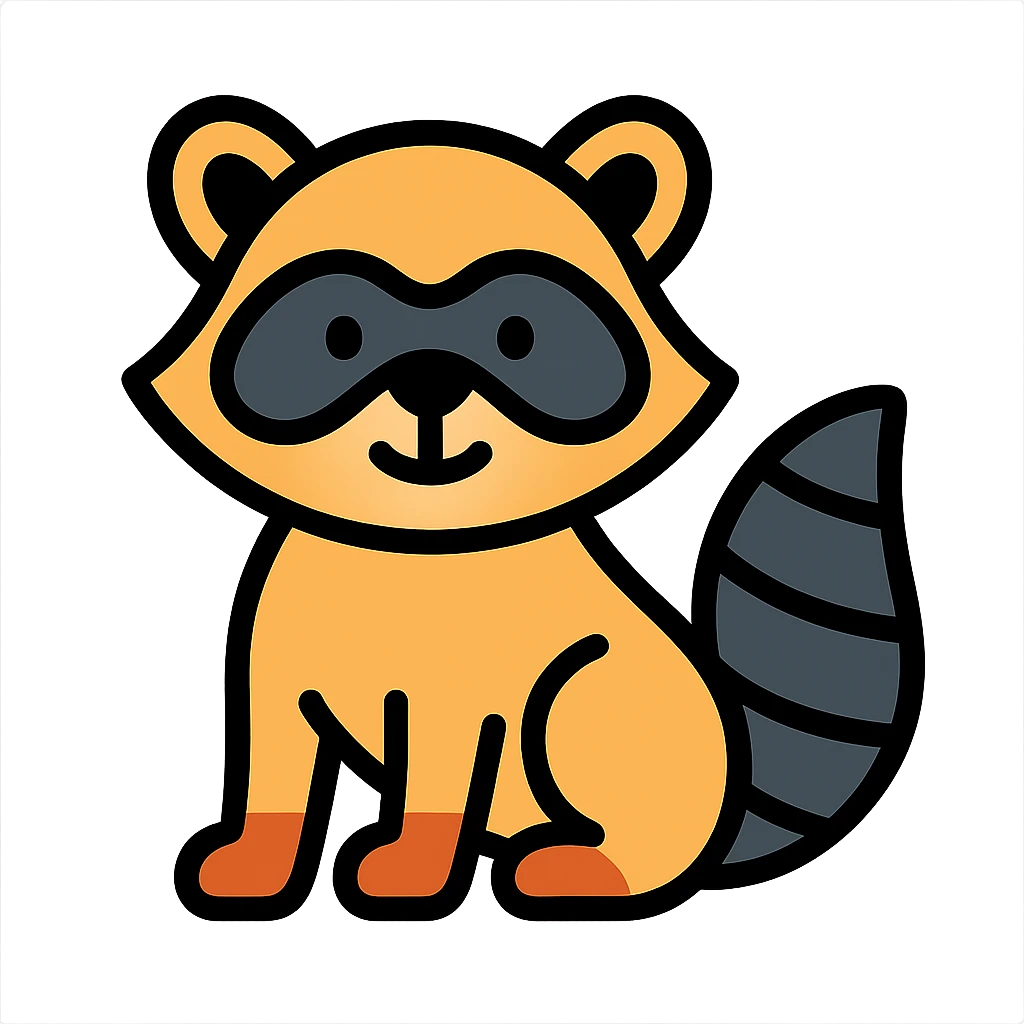 colored outline icon of a raccoon emoji