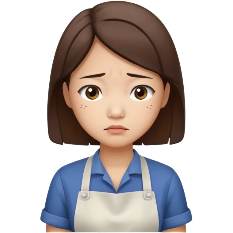 앞치마를 입은 실망감의 동양여자 emoji