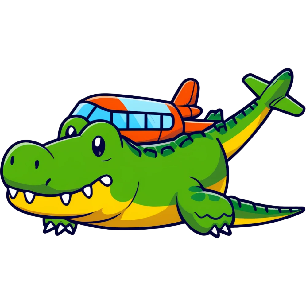 crocodile with airplane emoji