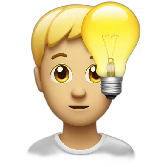 Pensive face with lightbulb on top of the head  emoji