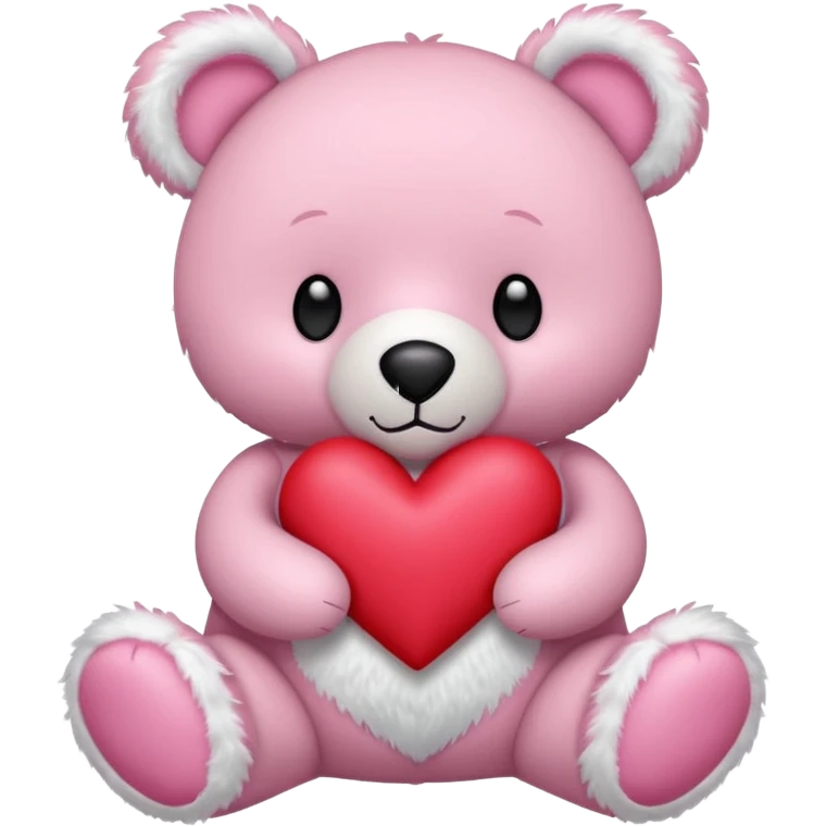 pink pastel teddy bear hold red heart emoji