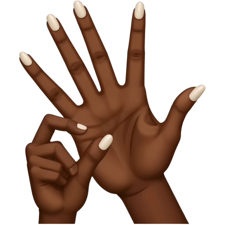 Make the ysl hand sign, but make the hand dark skin, only 4 fingers, with the index and middle finger up and the thumb up, every other finger down. Only 1 hand  emoji