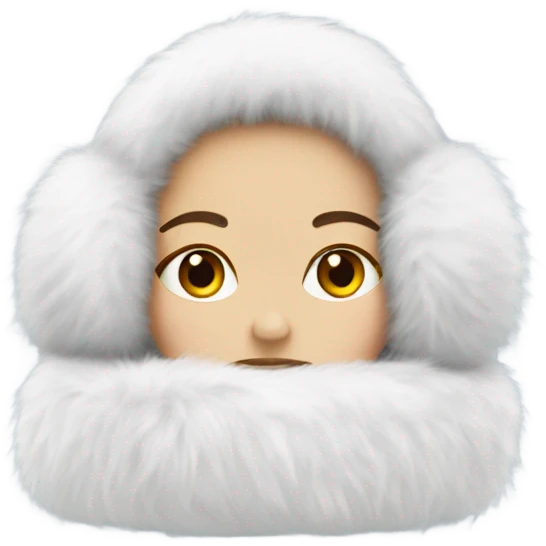 Girl in white big fluffy fur ear muffs emoji