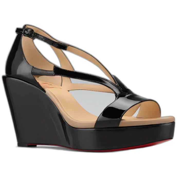 Platform wedges black patent louboutin sandal emoji
