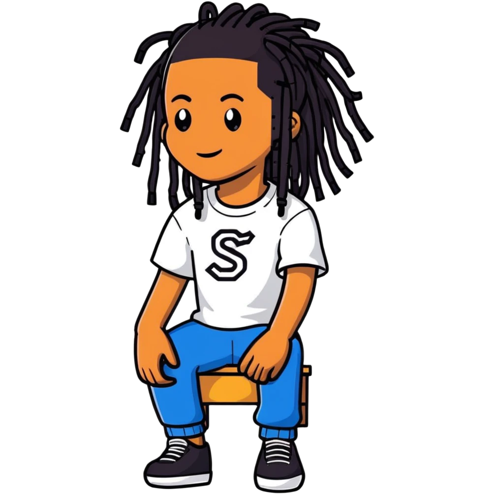 Steve Lacy with black dreadlocks and his signature style emoji