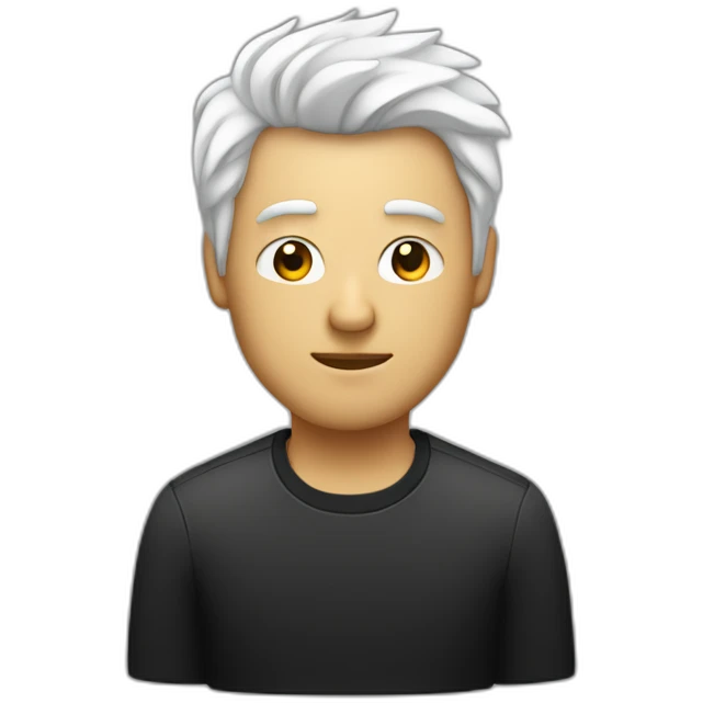 Homme blanc avec des cheveux noir devant un ordinateur emoji