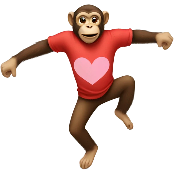Monkey dancing with a hearth tshirt emoji