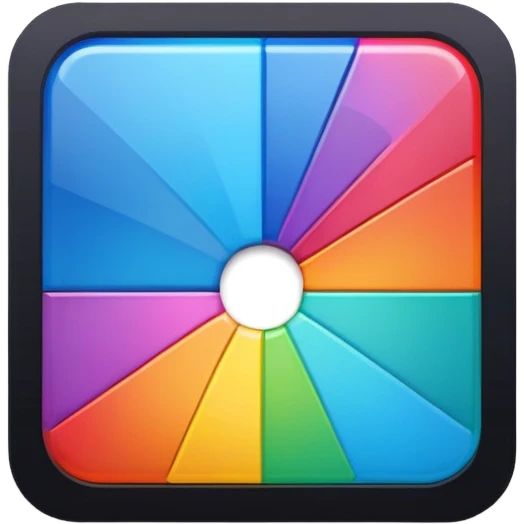 Davinci resolve "Color managment" shape, glossy iconm (rainbow colors) square with rounded edges  emoji