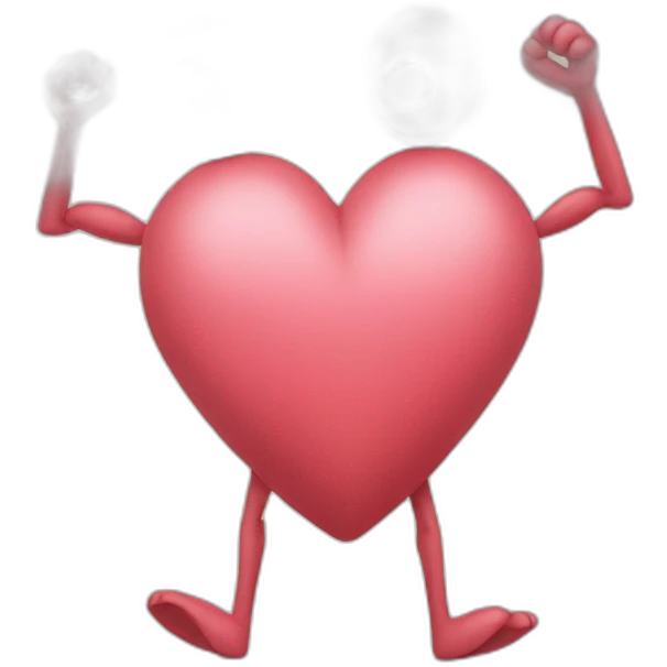 Heart with a drawn face and arms and legs coming out of it emoji