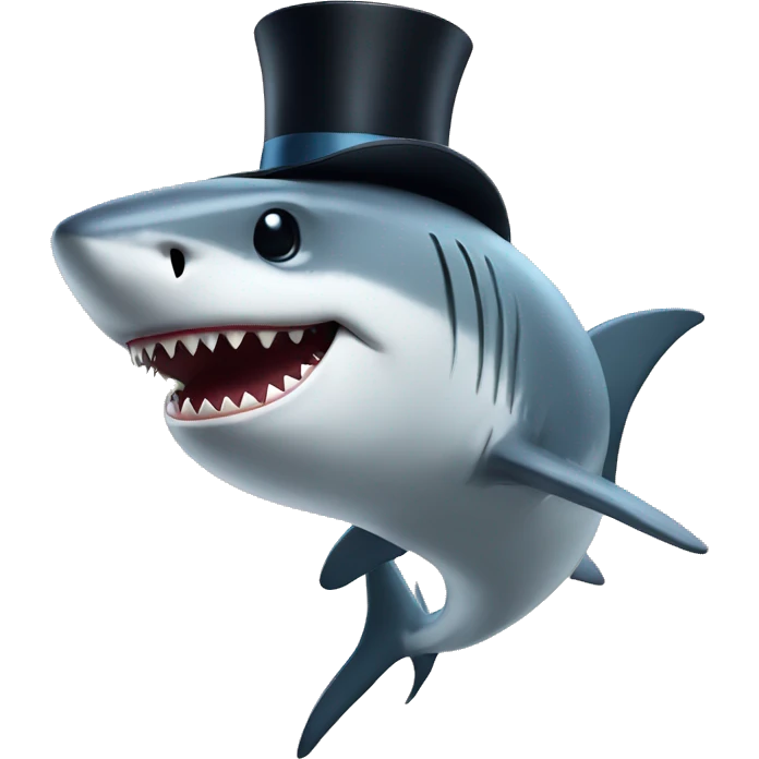 Shark with a top hat emoji