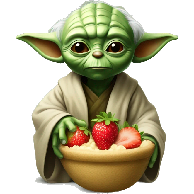 yoda with strawberry in his had emoji