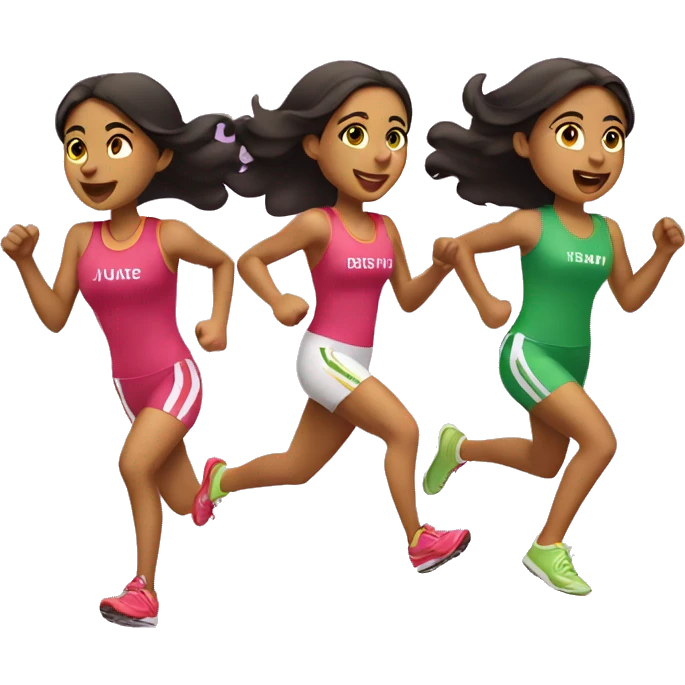 3 light hispanic girls running a race emoji