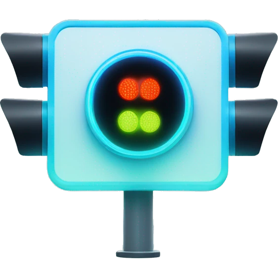 futuristic traffic light blue neon smart sensors emoji