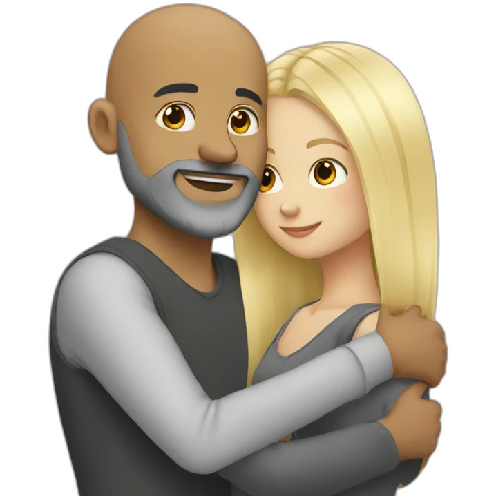 bald with dark grey beard with joung blonde girl hugging emoji