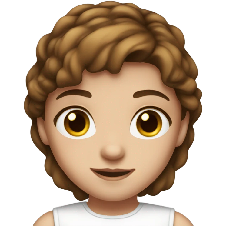 a young girl with brown hair brown eyes freckles and a white top emoji