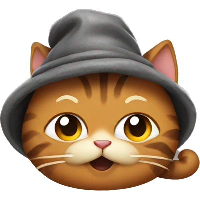 Cat wearing poop hat emoji