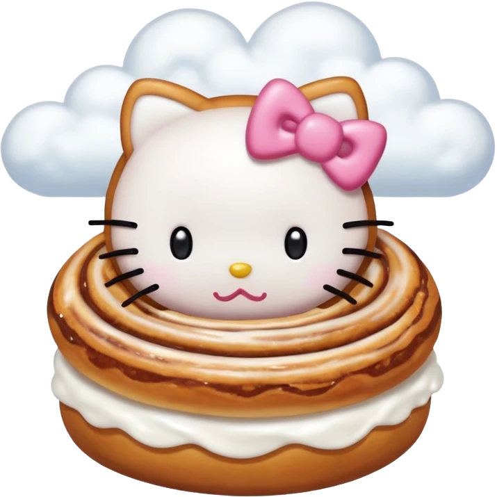 Cinnamon roll from hello Kitty dancing in the clouds emoji