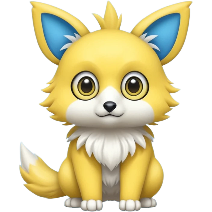 Cute cool blue yellow animal hybrid Fakemon full body emoji