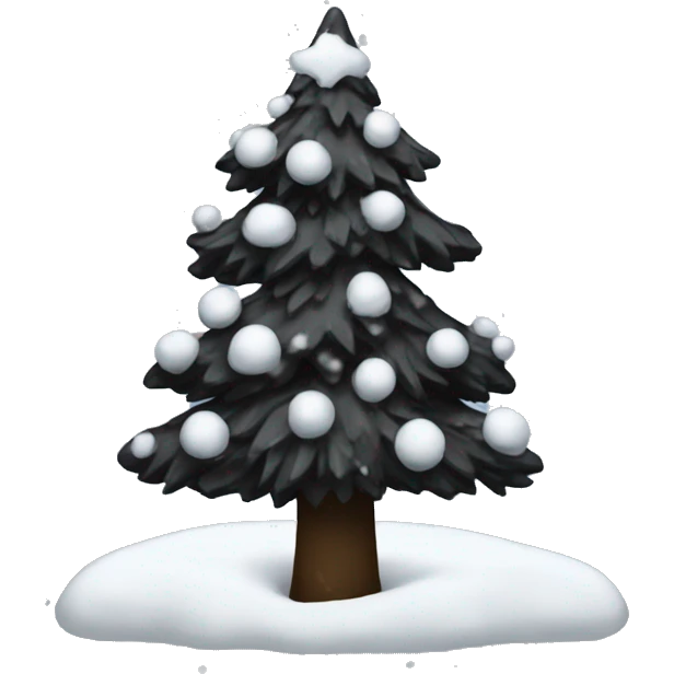 Black Christmas tree with snow emoji
