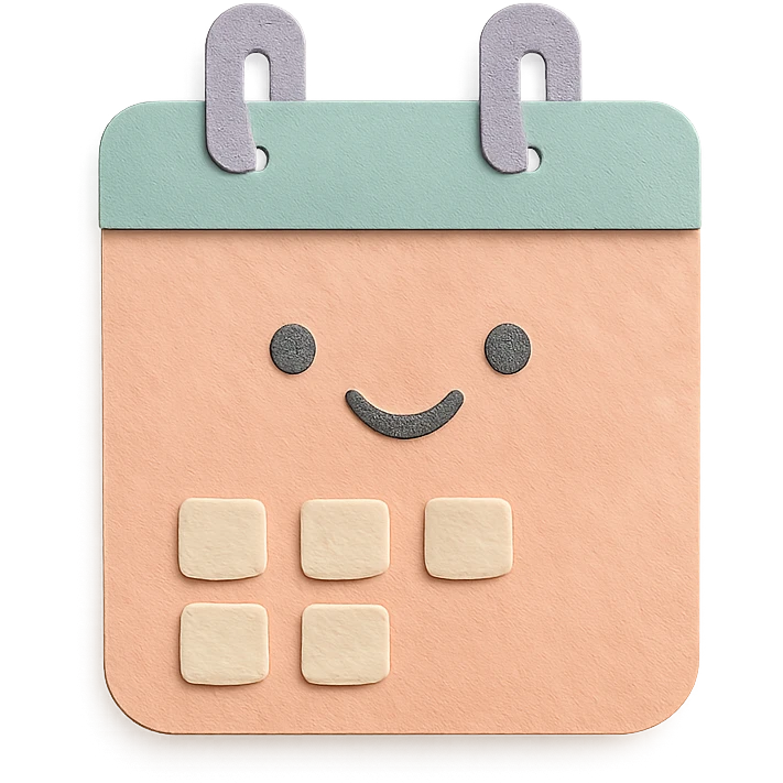 soft pastel cozy calendar box for bullet journal with a smiling face emoji