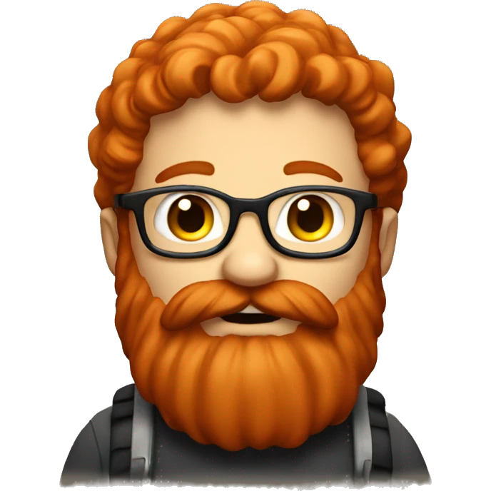 A bold guy with a red full beard learning something with an iPad in h emoji
