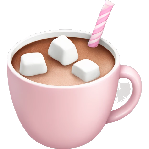 Light Pink mug of hot chocolate with marshmallows  emoji