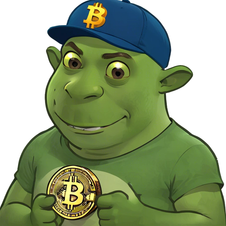 Shrek with Bitcoin emoji