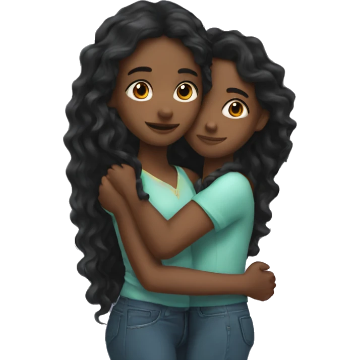 Black girl long wavy hair Girl hugs  Mexican girl emoji