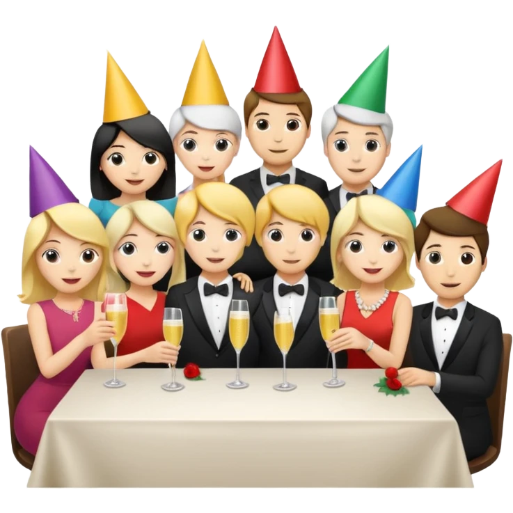 group of people behind a table, one holding a sign with the number 9 emoji