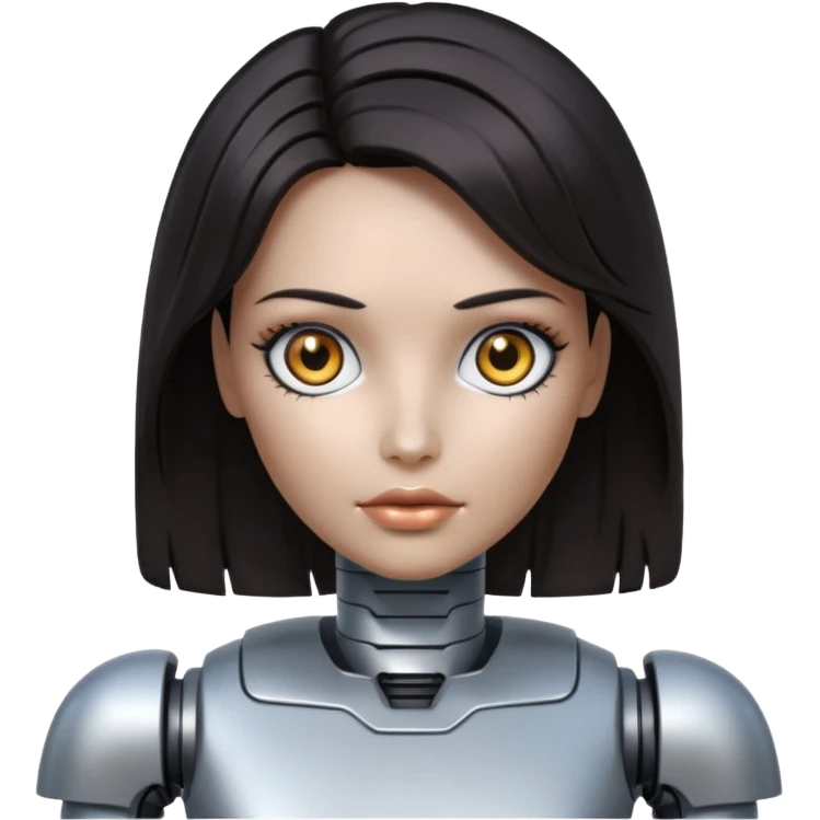 female robot with dark hair emoji