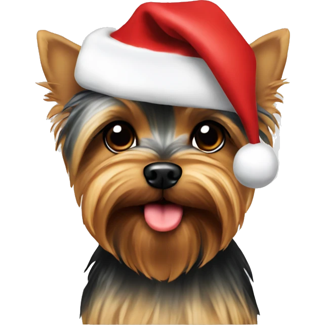 yorkie with a Santa hat emoji