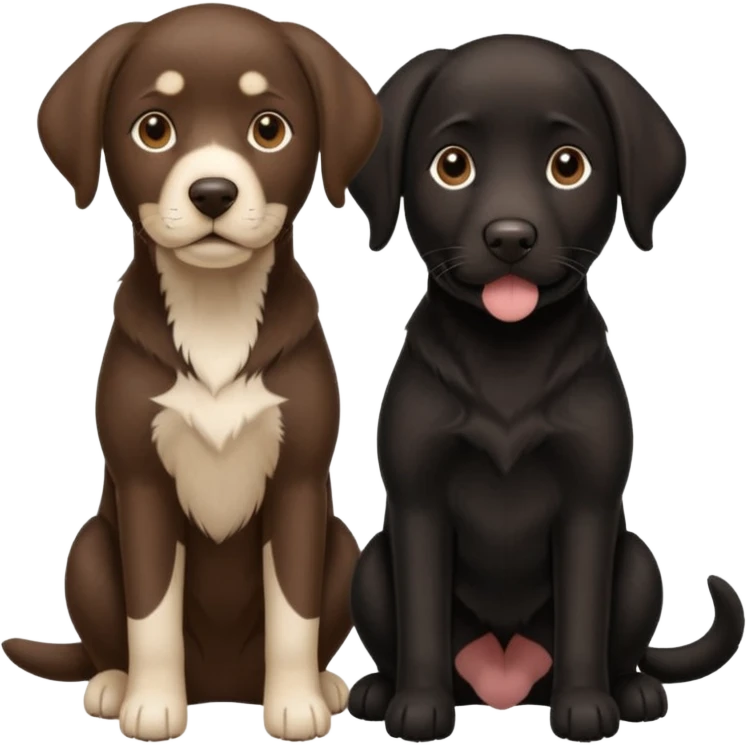 a black lab with a brown and white lab emoji