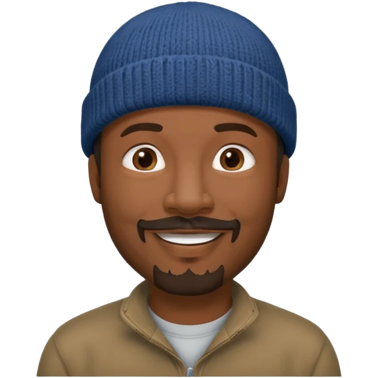 Middle-aged black man, goatee, wearing beanie emoji