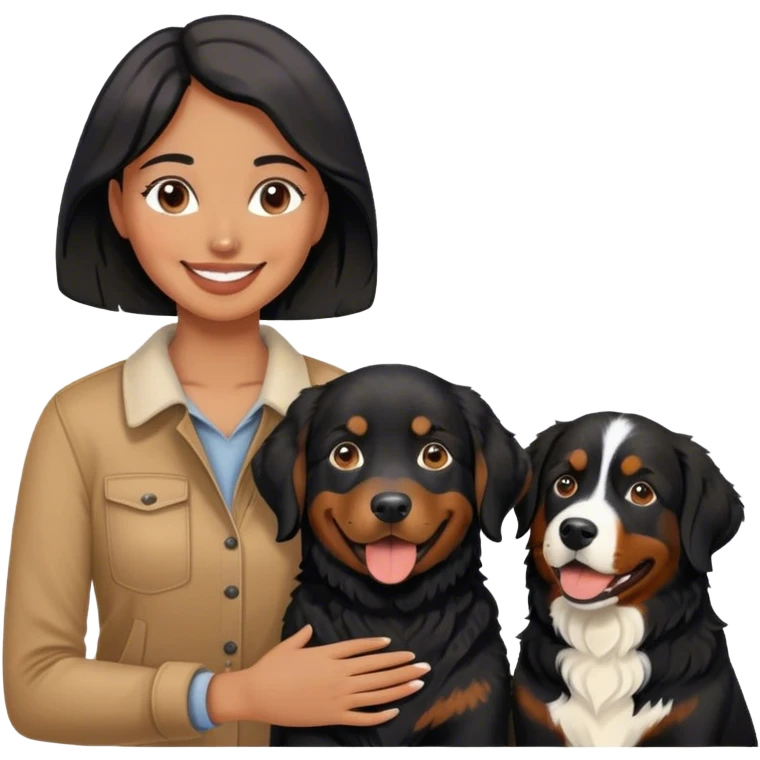 Woman black lab and Bernese mountain dog  emoji