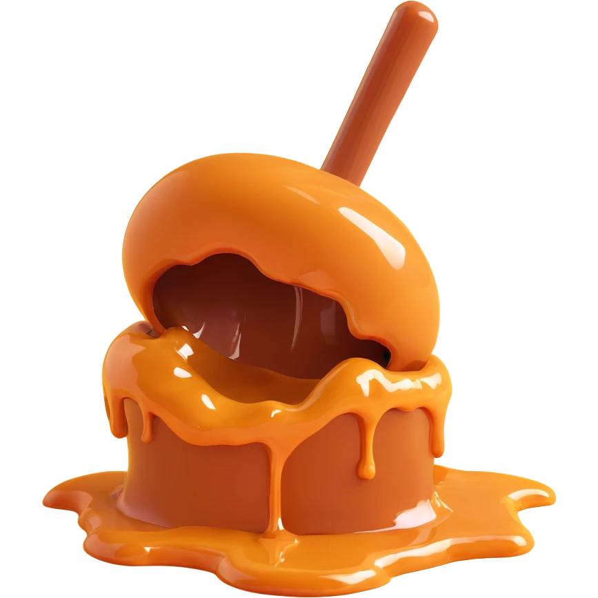 a caramel candy with a bite taken out, showing gooey inside, on a transparent background emoji