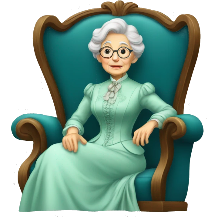 Elegant old lady sit in Victorian chair emoji
