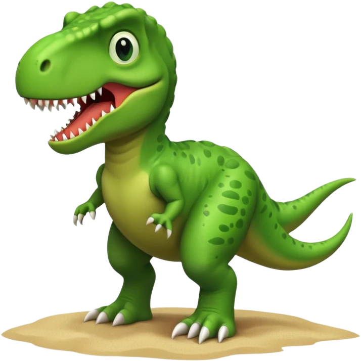 Cartoon T. rex on the beach with very short arms  emoji