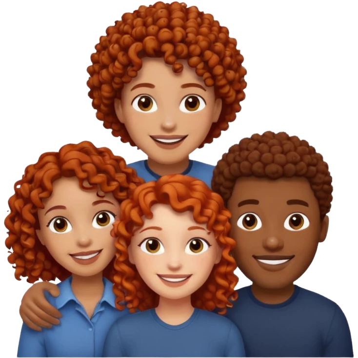 A couple with two black men and one curly redhead girl  emoji