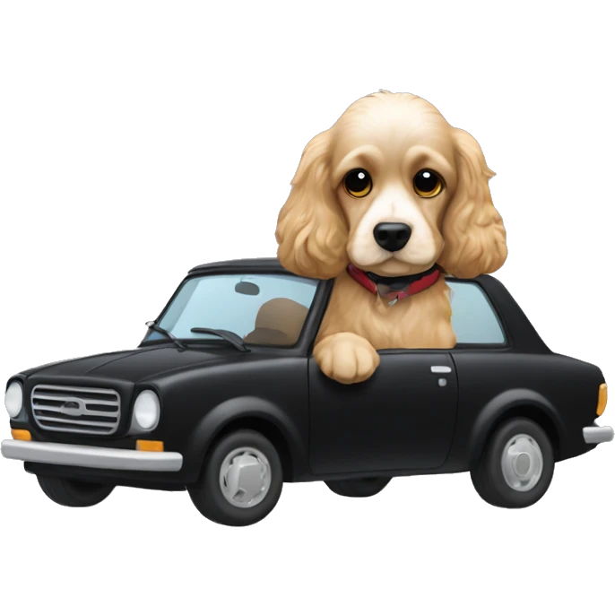 Light Cocker Spaniel driving a Black Mazda car emoji