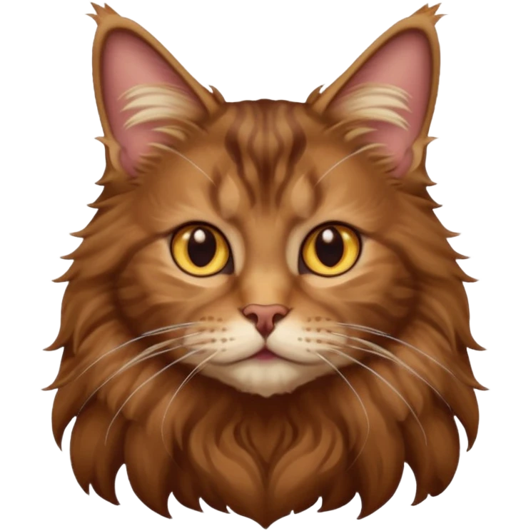 A high-resolution photo-realistic digital illustration of a brown maine coon cat, chest upward emoji
