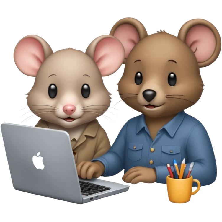 mouse and bear working on computer emoji