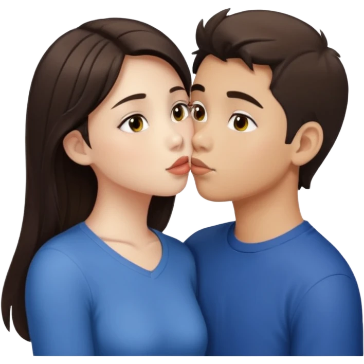 filipino boy kissing pretty white brunette with hazel eyes emoji